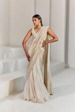 Women's frill ruffle ready to wear saree for wedding mehandi party diwali haldi reception navratra gift. - Image 2