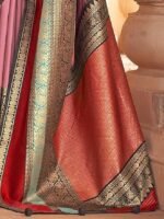 Women's Woven Design Peacock Print Silk Blend Saree with Unstitched Blouse Piece - Image 3