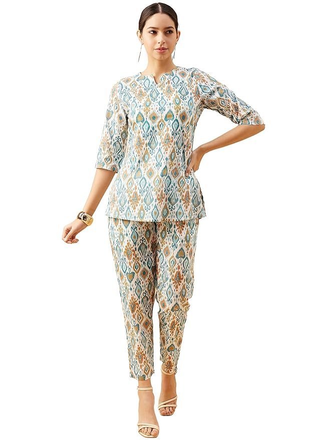 81k3ixMbe1L._SY879_.jpg Pure Cotton Cord Set Pant for Women I Cord Sets Tunics for Women Stylish I Co-ord Set for Women Western - Image 1