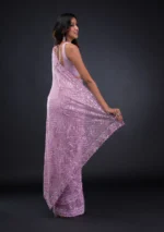 Lavender Threadwork Net Saree - Image 3