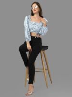Crop Top for Women Western Wear Sky Blue Regular Price - Image 2