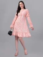 DRESSES FOR WOMEN WESTERN WEAR PEACH COLOR DRESS - Image 4